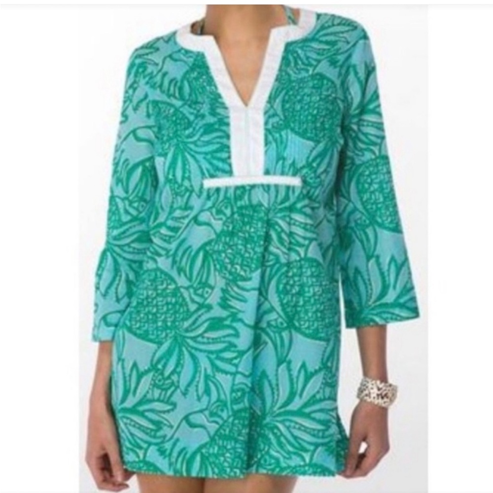 Lilly Pulitzer Turquoise & Teal Pineapple-Print Mini Dress
